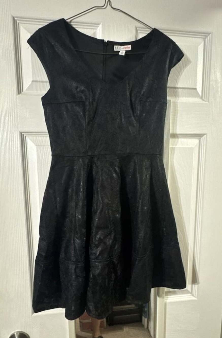 Made for Impulse Black Brocade A-Line Dress Size S